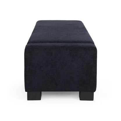 Textured Fabric Ottoman Bench with Hinged Lid, Dark Blue, 50 - Inch, Rectangular Design for Seating & Storage - 1st Choice Furniture Direct