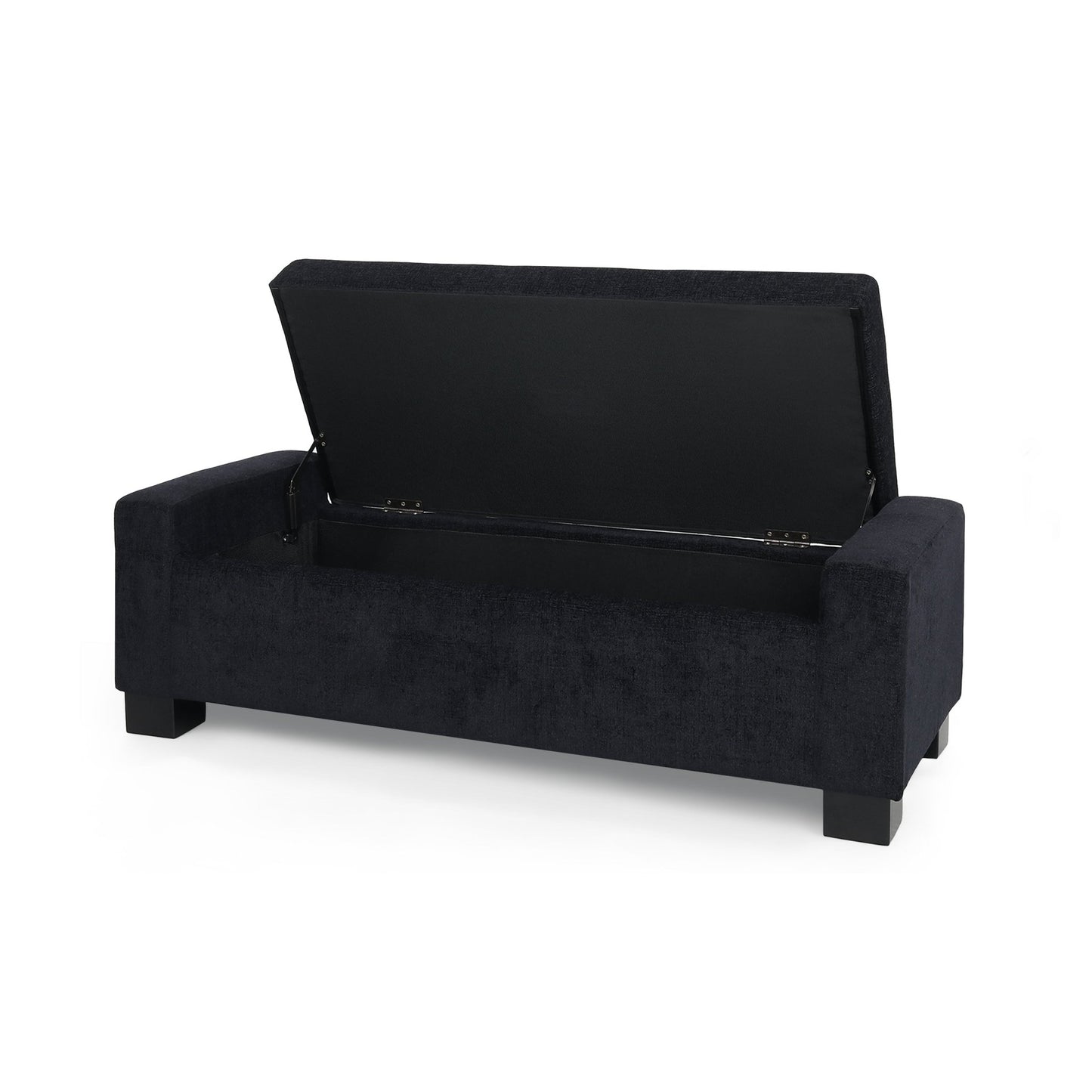 Textured Fabric Ottoman Bench with Hinged Lid, Dark Blue, 50 - Inch, Rectangular Design for Seating & Storage - 1st Choice Furniture Direct