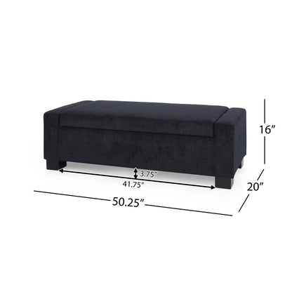 Textured Fabric Ottoman Bench with Hinged Lid, Dark Blue, 50 - Inch, Rectangular Design for Seating & Storage - 1st Choice Furniture Direct
