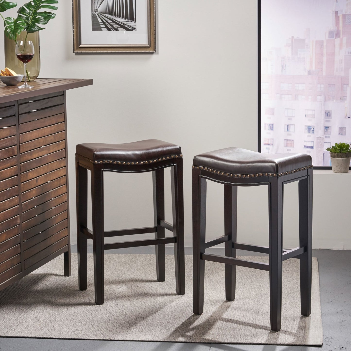 TIFFIN STUDDED BARSTOOL - Set of 2 - 1st Choice Furniture Direct