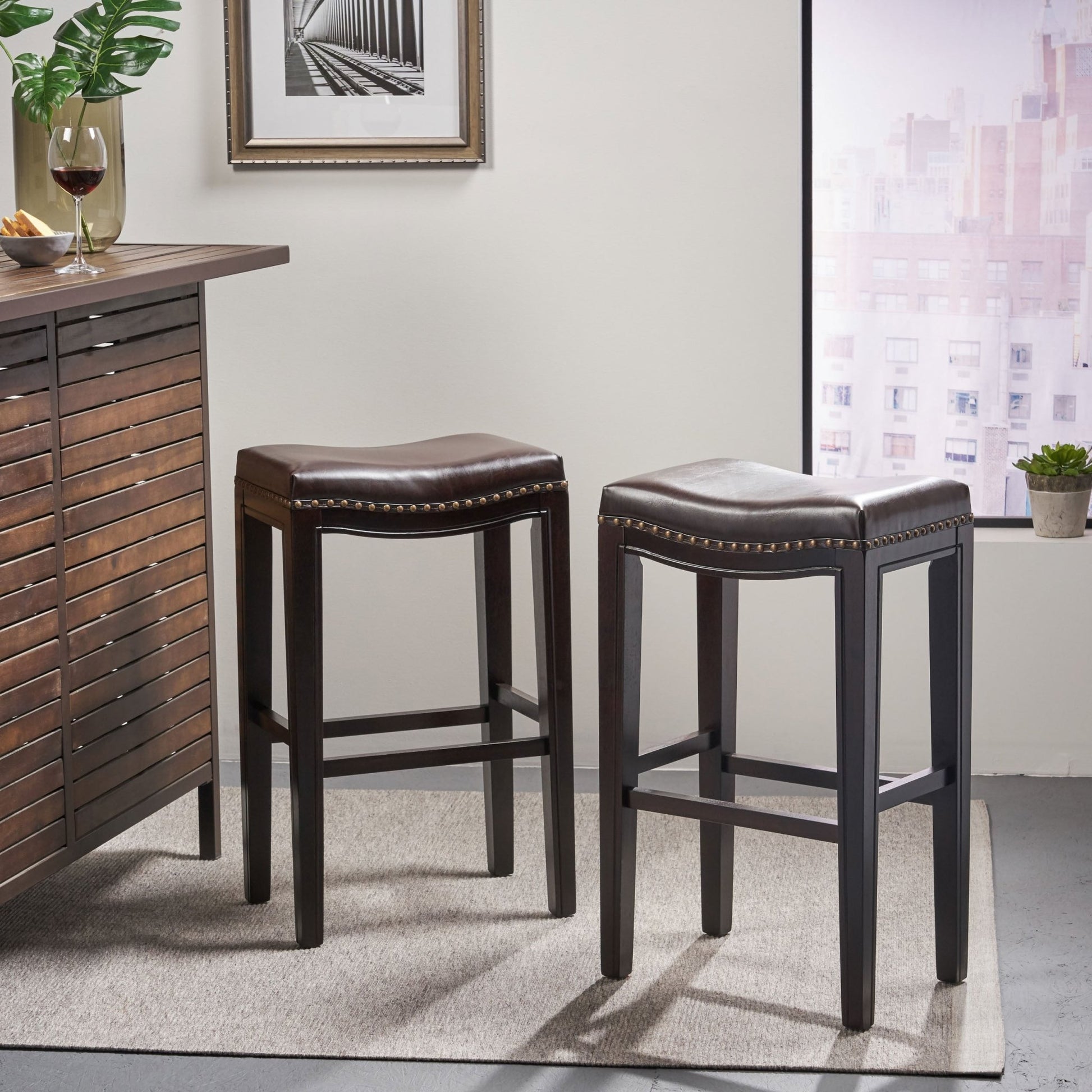 TIFFIN STUDDED BARSTOOL - Set of 2 - 1st Choice Furniture Direct