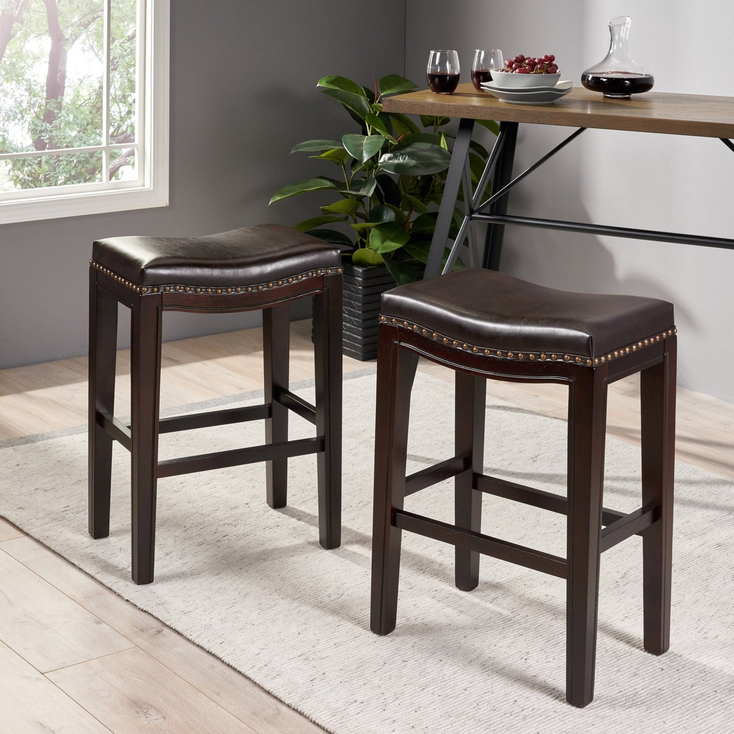 TIFFIN STUDDED COUNTERSTOOL(set of 2) - 1st Choice Furniture Direct