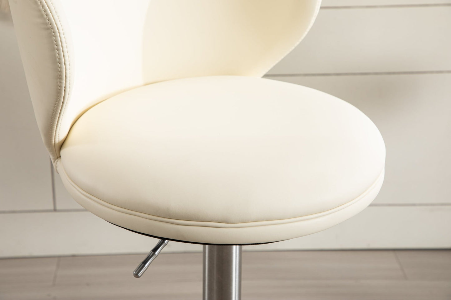 Titanium Stainless Steel Bar Stools,Grade Modern Leather Bar Chair with Backrest,Swivel Adjustable Height for Kitchen Counter and Dining Room (White 1pc) - 1st Choice Furniture Direct