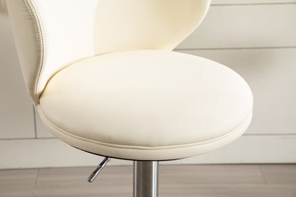 Titanium Stainless Steel Bar Stools,Grade Modern Leather Bar Chair with Backrest,Swivel Adjustable Height for Kitchen Counter and Dining Room (White 1pc) - 1st Choice Furniture Direct