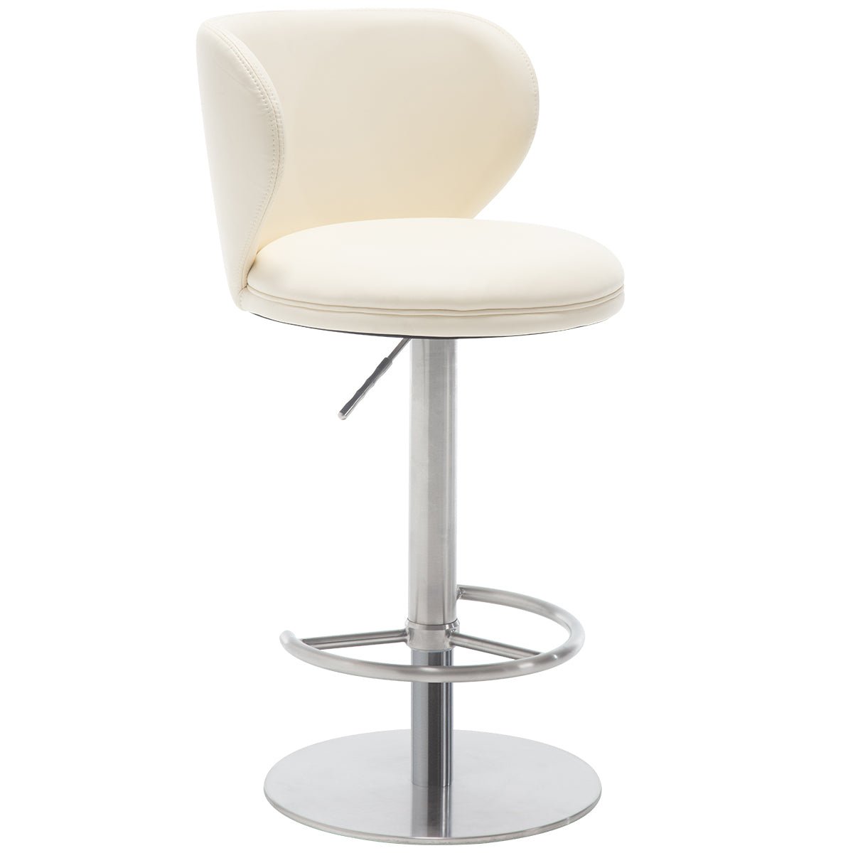 Titanium Stainless Steel Bar Stools,Grade Modern Leather Bar Chair with Backrest,Swivel Adjustable Height for Kitchen Counter and Dining Room (White 1pc) - 1st Choice Furniture Direct