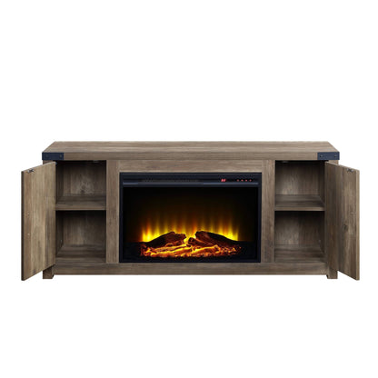Tobias Rustic Oak Finish Fireplace with 2 Storage Drawers - 1st Choice Furniture Direct