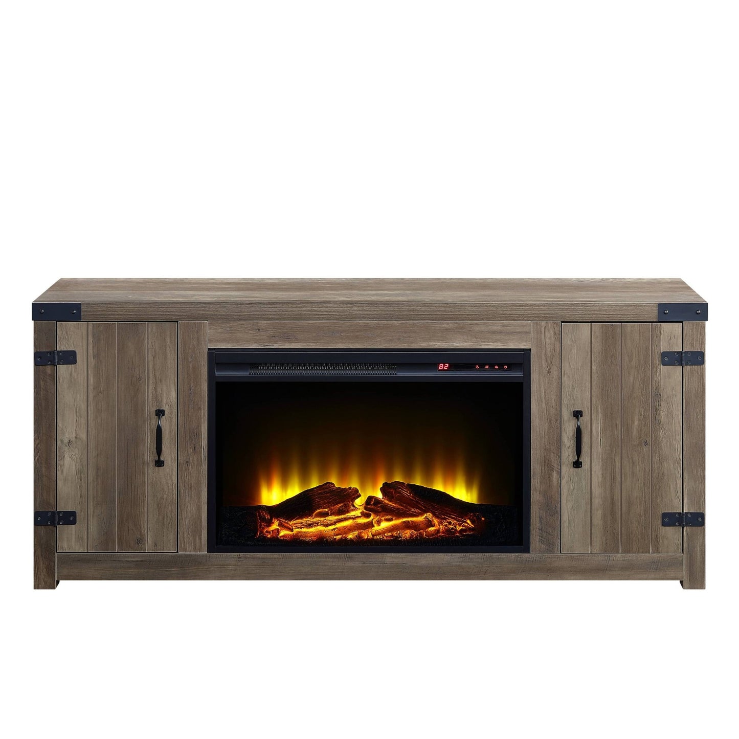 Tobias Rustic Oak Finish Fireplace with 2 Storage Drawers - 1st Choice Furniture Direct