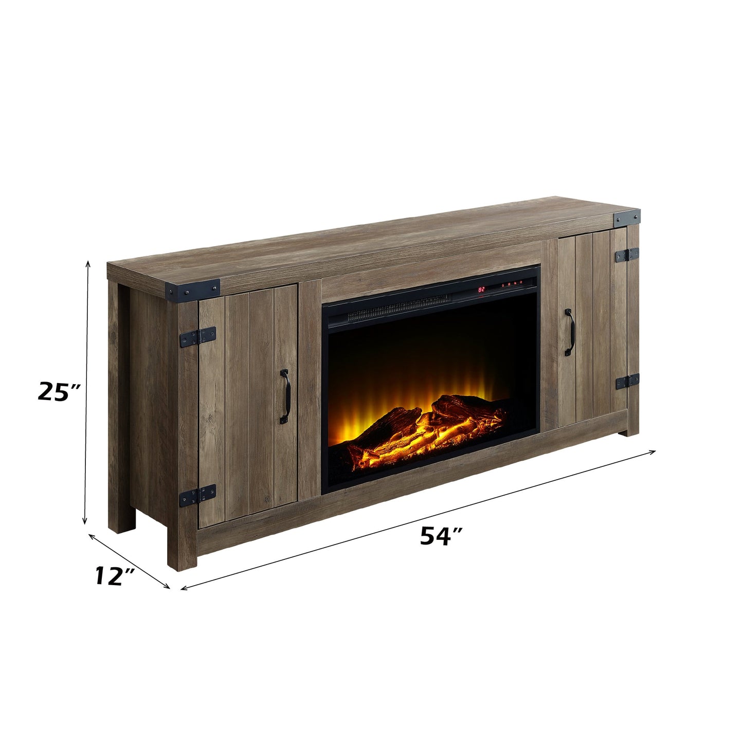 Tobias Rustic Oak Finish Fireplace with 2 Storage Drawers - 1st Choice Furniture Direct