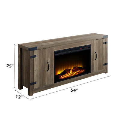 Tobias Rustic Oak Finish Fireplace with 2 Storage Drawers - 1st Choice Furniture Direct