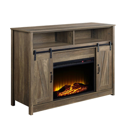 Tobias Rustic Oak Finish Fireplace with Shelf Storage - 1st Choice Furniture Direct