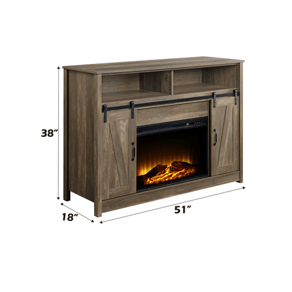 Tobias Rustic Oak Finish Fireplace with Shelf Storage - 1st Choice Furniture Direct