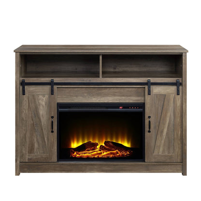 Tobias Rustic Oak Finish Fireplace with Shelf Storage - 1st Choice Furniture Direct