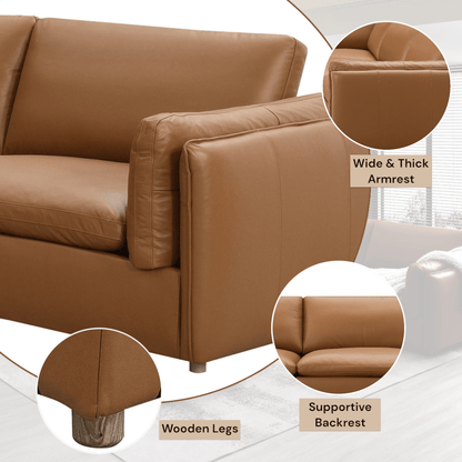 Top Grain Leather Modular Sectional Sofa | Luxury Brown Leather Couch - 1st Choice Furniture Direct