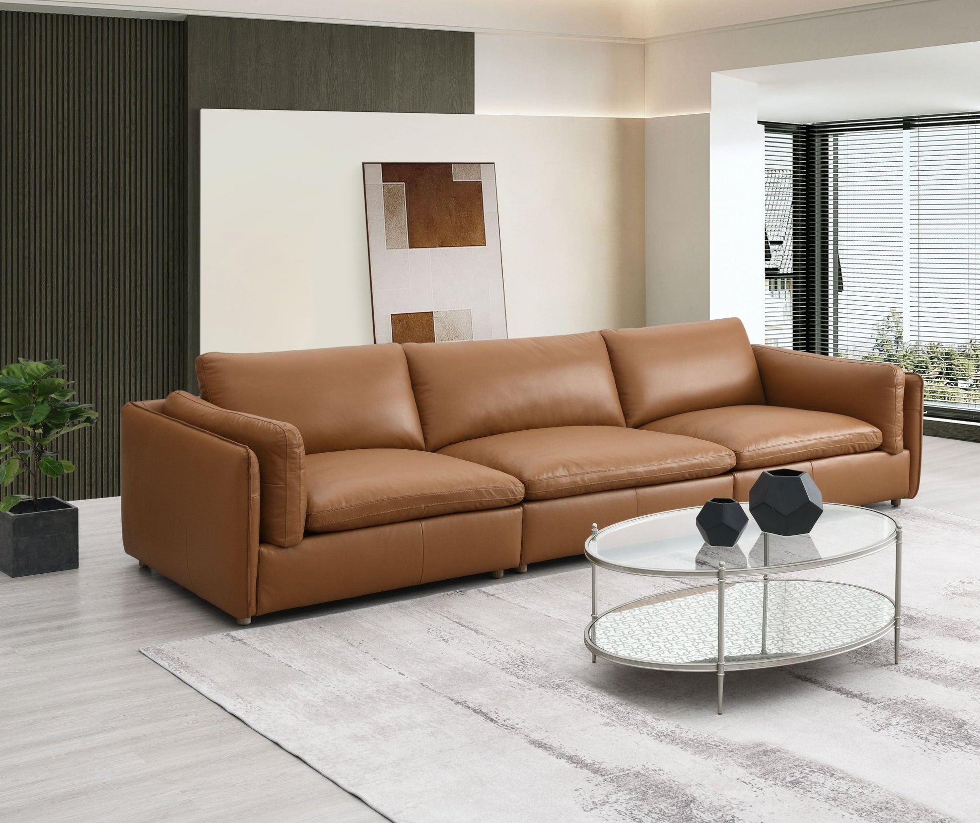 Top Grain Leather Modular Sectional Sofa | Luxury Brown Leather Couch - 1st Choice Furniture Direct
