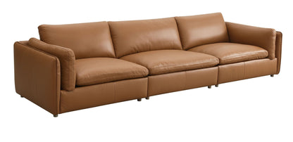 Top Grain Leather Modular Sectional Sofa | Luxury Brown Leather Couch - 1st Choice Furniture Direct