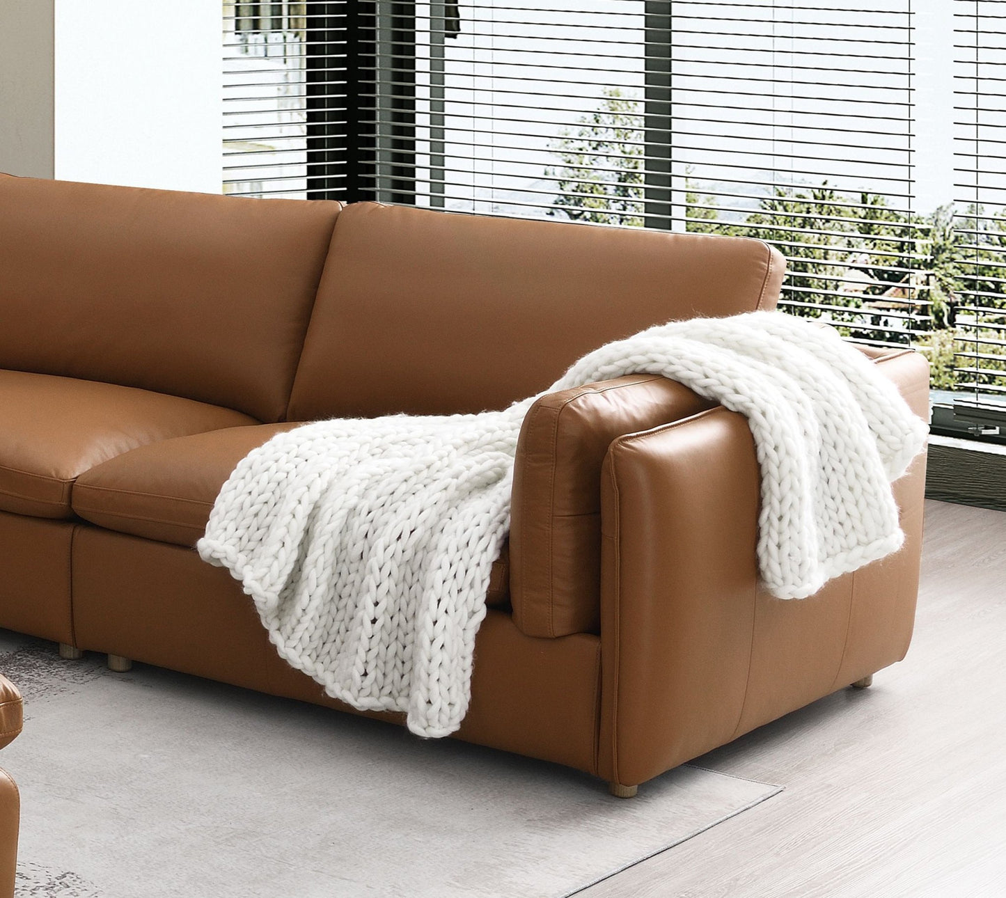 Top Grain Leather Modular Sectional Sofa | Luxury Brown Leather Couch - 1st Choice Furniture Direct