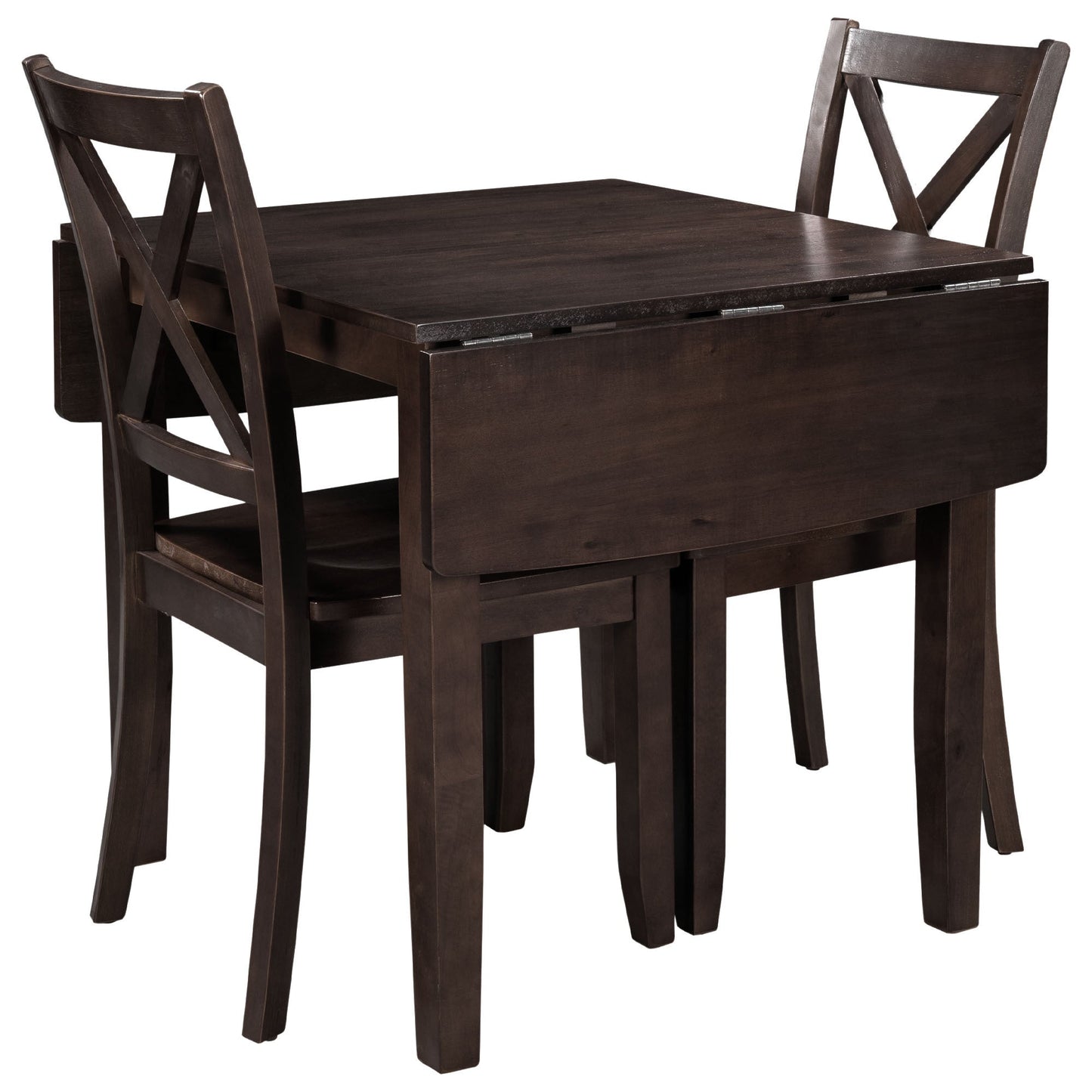 TOPMAX 3 - Piece Wood Drop Leaf Breakfast Nook Dining Table Set with 2 X - back Chairs for Small Places, Espresso - 1st Choice Furniture Direct
