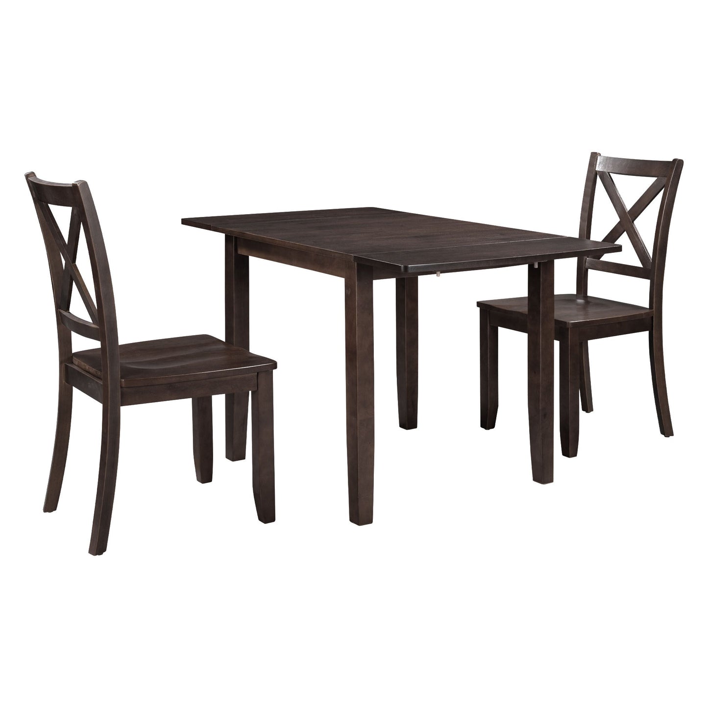 TOPMAX 3 - Piece Wood Drop Leaf Breakfast Nook Dining Table Set with 2 X - back Chairs for Small Places, Espresso - 1st Choice Furniture Direct