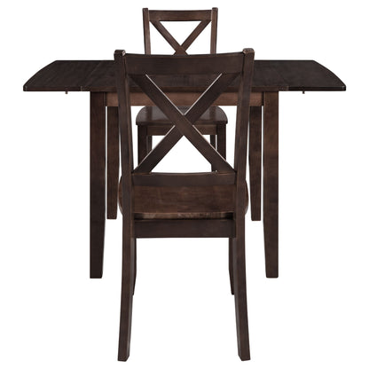 TOPMAX 3 - Piece Wood Drop Leaf Breakfast Nook Dining Table Set with 2 X - back Chairs for Small Places, Espresso - 1st Choice Furniture Direct