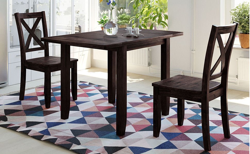 TOPMAX 3 - Piece Wood Drop Leaf Breakfast Nook Dining Table Set with 2 X - back Chairs for Small Places, Espresso - 1st Choice Furniture Direct