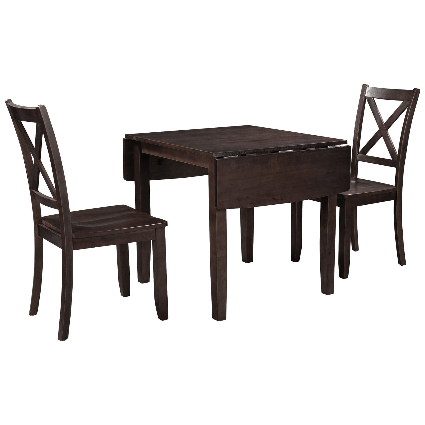 TOPMAX 3 - Piece Wood Drop Leaf Breakfast Nook Dining Table Set with 2 X - back Chairs for Small Places, Espresso - 1st Choice Furniture Direct