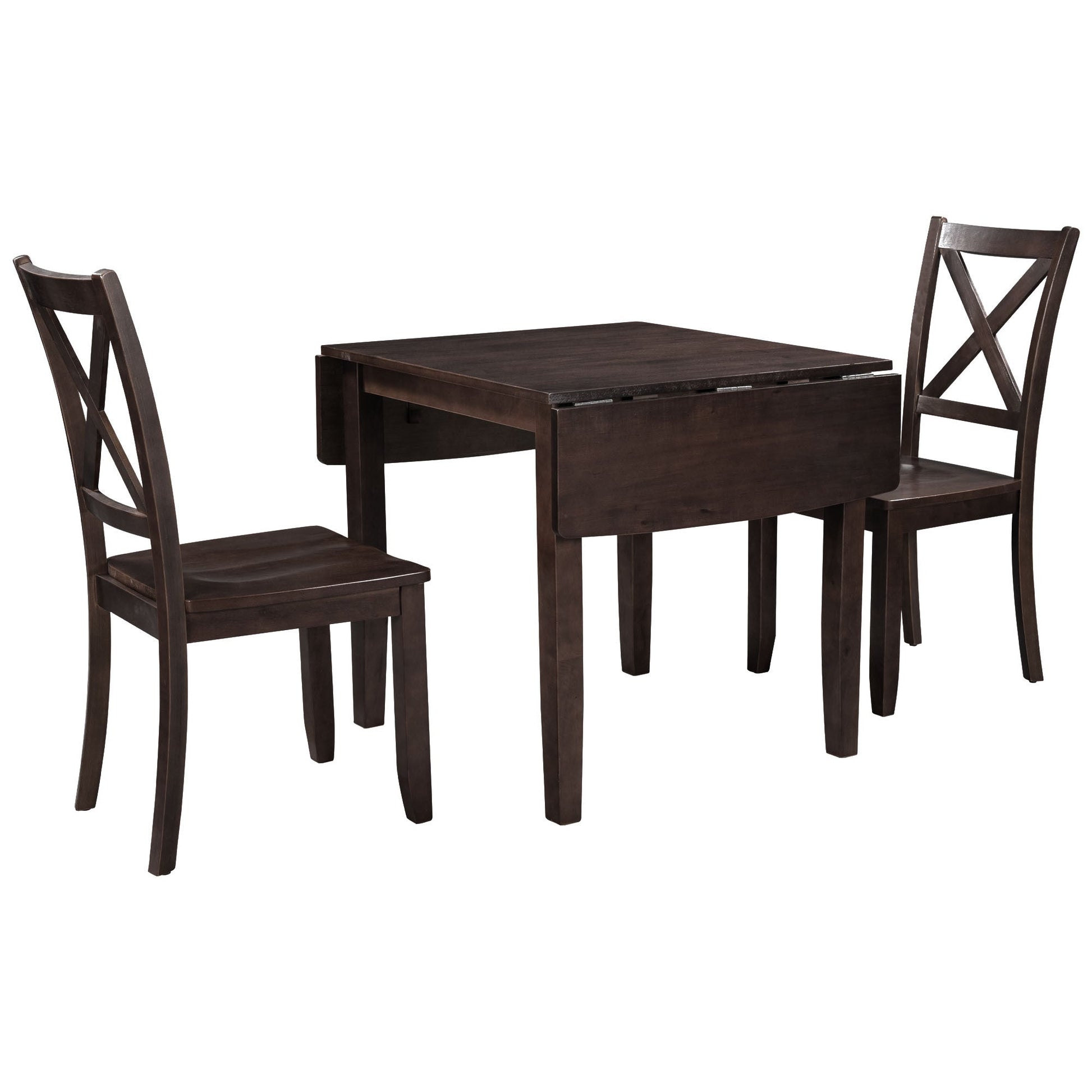TOPMAX 3 - Piece Wood Drop Leaf Breakfast Nook Dining Table Set with 2 X - back Chairs for Small Places, Espresso - 1st Choice Furniture Direct