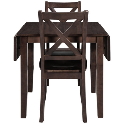 TOPMAX 3 - Piece Wood Drop Leaf Breakfast Nook Dining Table Set with 2 X - back Chairs for Small Places, Espresso - 1st Choice Furniture Direct