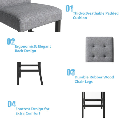 TOPMAX 5 - Piece Counter Height Dining Set Wood Square Dining Room Table and Chairs Stools w/Footrest & 4 Upholstered high - back Chairs,Black - 1st Choice Furniture Direct