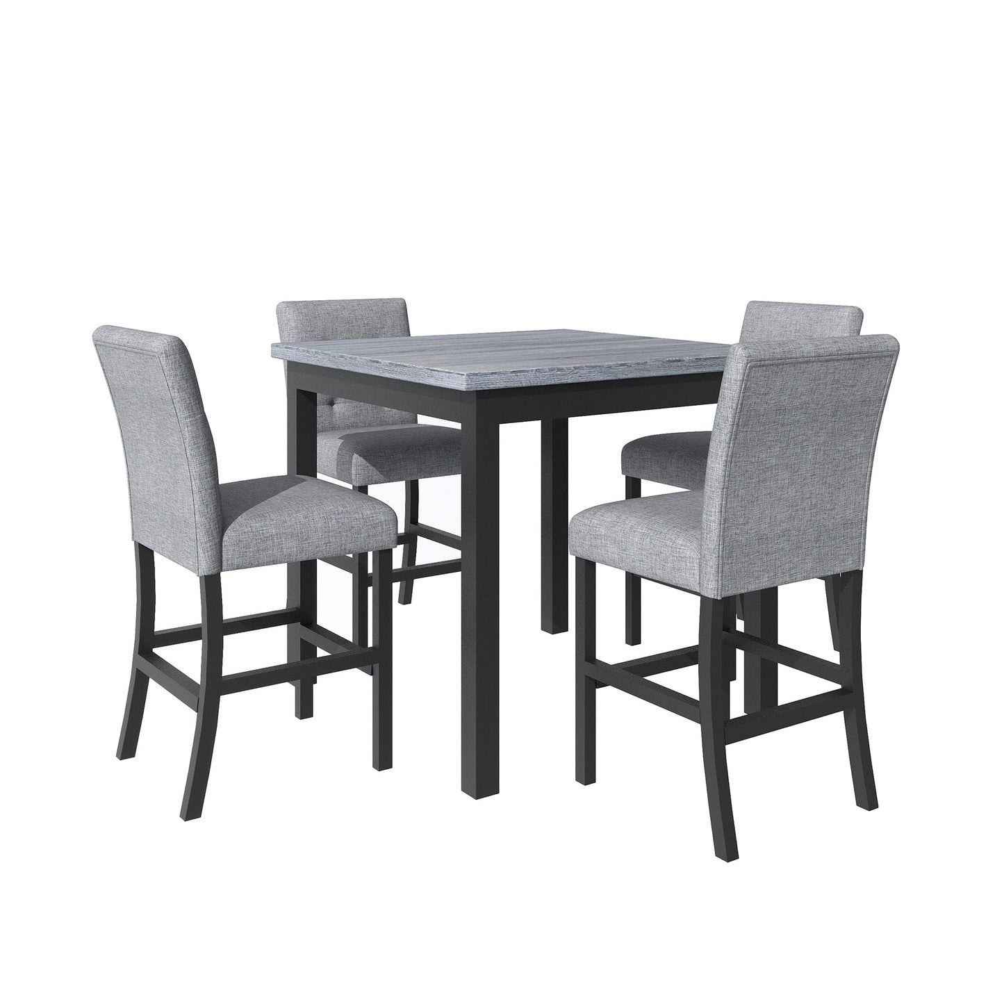TOPMAX 5 - Piece Counter Height Dining Set Wood Square Dining Room Table and Chairs Stools w/Footrest & 4 Upholstered high - back Chairs,Black - 1st Choice Furniture Direct
