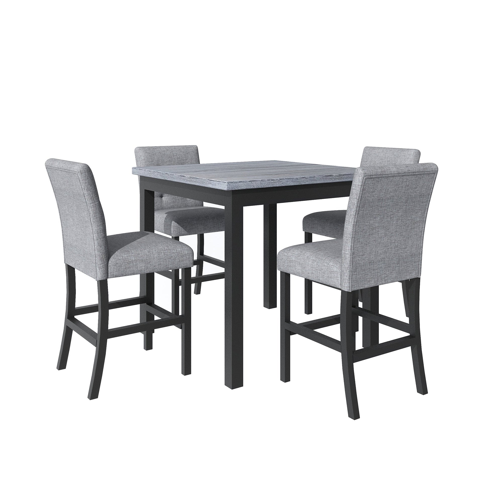 TOPMAX 5 - Piece Counter Height Dining Set Wood Square Dining Room Table and Chairs Stools w/Footrest & 4 Upholstered high - back Chairs,Black - 1st Choice Furniture Direct