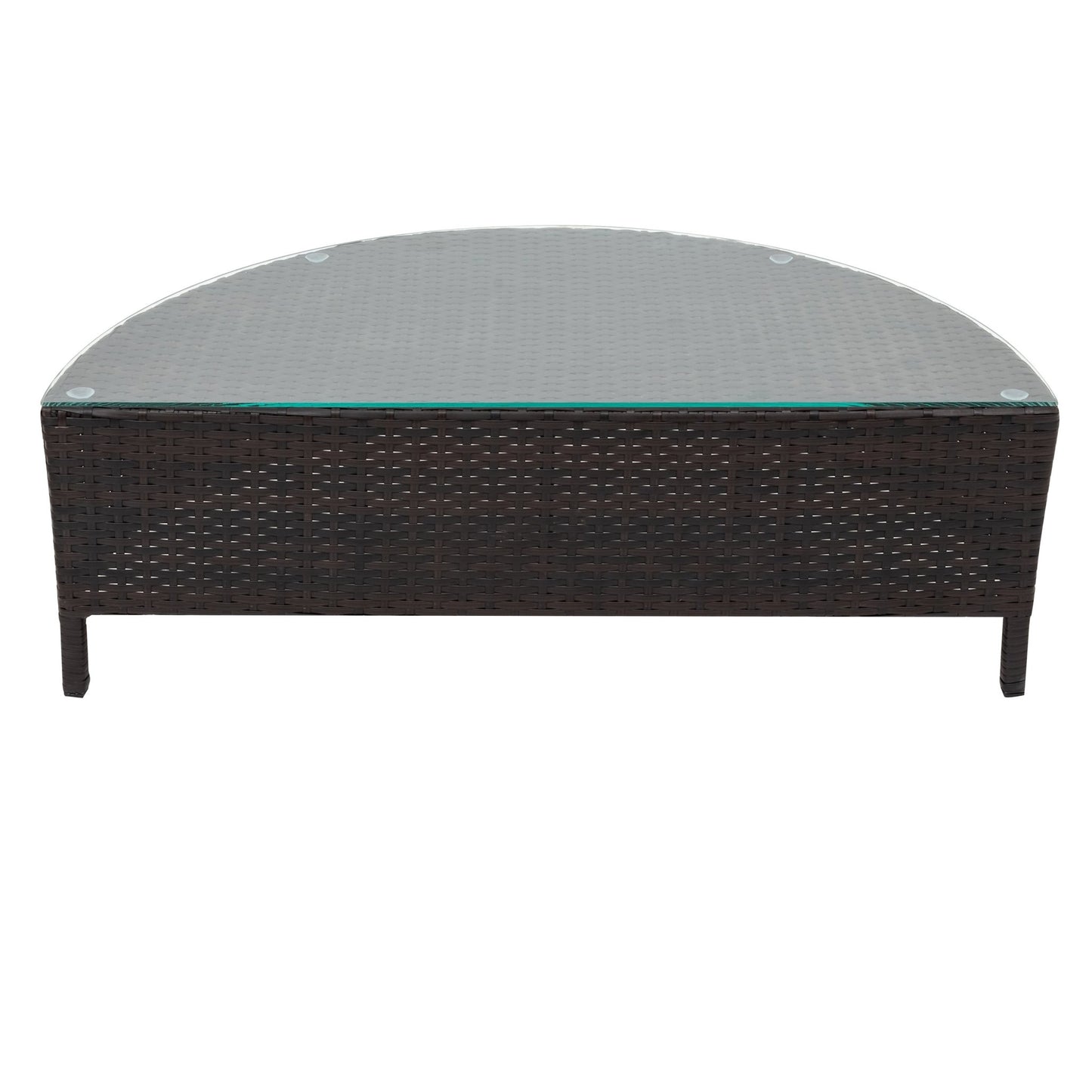 TOPMAX 5 Pieces All - Weather Brown PE Rattan Wicker Sofa Set Outdoor Patio Sectional Furniture Set Half - Moon Sofa Set with Tempered Glass Table, Gray - 1st Choice Furniture Direct