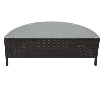 TOPMAX 5 Pieces All - Weather Brown PE Rattan Wicker Sofa Set Outdoor Patio Sectional Furniture Set Half - Moon Sofa Set with Tempered Glass Table, Gray - 1st Choice Furniture Direct