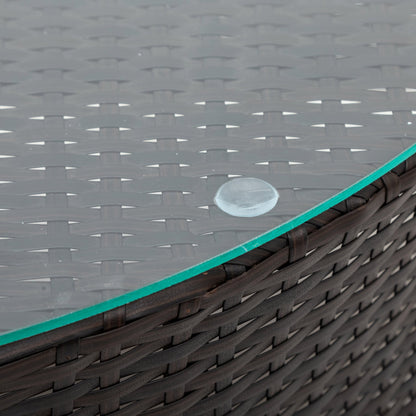 TOPMAX 5 Pieces All - Weather Brown PE Rattan Wicker Sofa Set Outdoor Patio Sectional Furniture Set Half - Moon Sofa Set with Tempered Glass Table, Gray - 1st Choice Furniture Direct