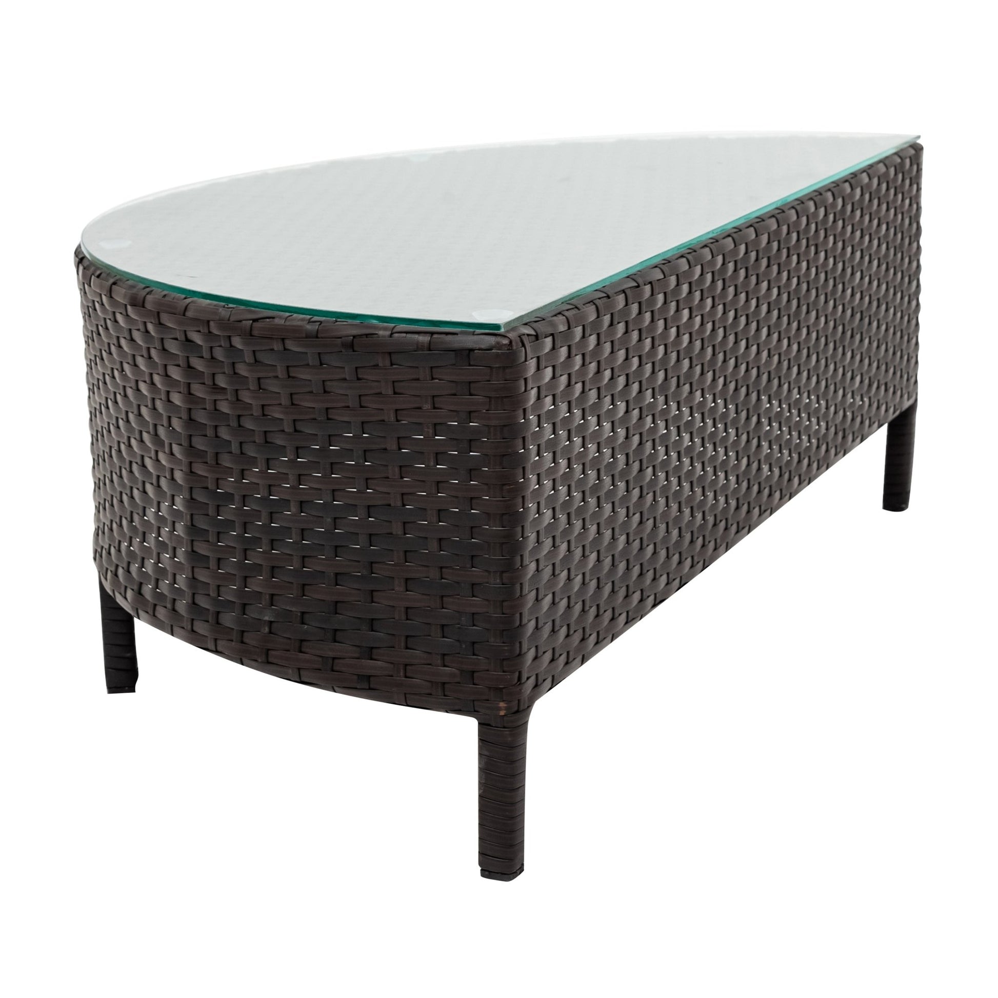 TOPMAX 5 Pieces All - Weather Brown PE Rattan Wicker Sofa Set Outdoor Patio Sectional Furniture Set Half - Moon Sofa Set with Tempered Glass Table, Gray - 1st Choice Furniture Direct