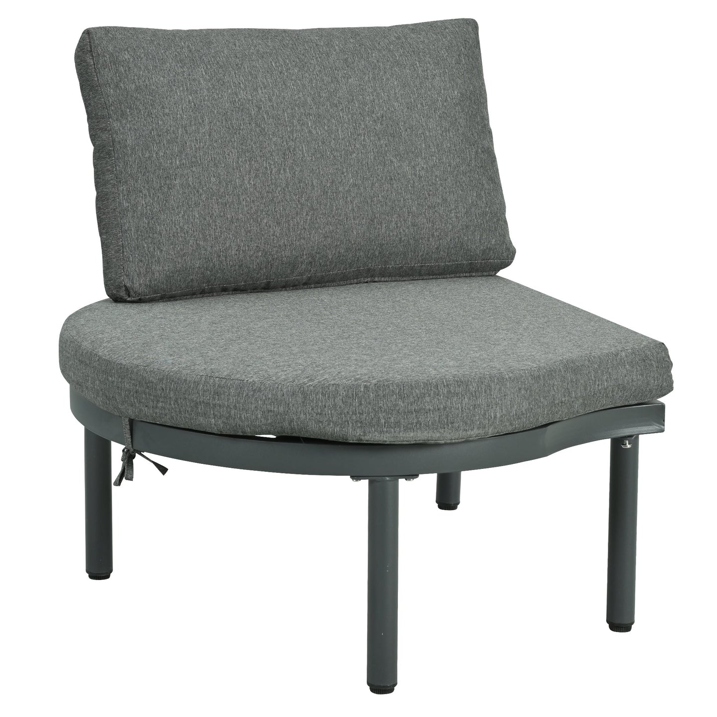 TOPMAX 6 - Piece Patio Sofa Furniture Set, Half Moon Outdoor Sectional Sofa with 2 High - Low Coffee Tables, PE Wicker Rattan, Tempered Glass, 4 Pillows & Cushions, for Backyard, Garden, Poolside,Gray - 1st Choice Furniture Direct