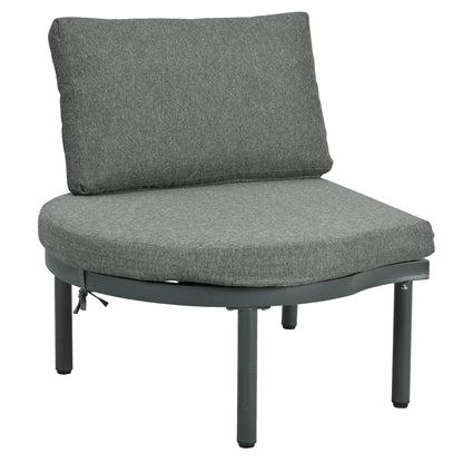TOPMAX 6 - Piece Patio Sofa Furniture Set, Half Moon Outdoor Sectional Sofa with 2 High - Low Coffee Tables, PE Wicker Rattan, Tempered Glass, 4 Pillows & Cushions, for Backyard, Garden, Poolside,Gray - 1st Choice Furniture Direct