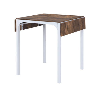 TOPMAX Farmhouse 5 - piece Counter Height Drop Leaf Dining Table Set with Dining Chairs for 4,White Frame+ Rustic Brown Tabletop - 1st Choice Furniture Direct