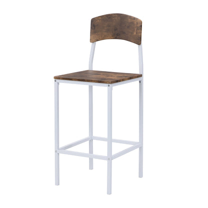 TOPMAX Farmhouse 5 - piece Counter Height Drop Leaf Dining Table Set with Dining Chairs for 4,White Frame+ Rustic Brown Tabletop - 1st Choice Furniture Direct