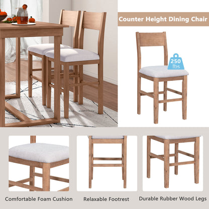 TOPMAX Farmhouse Counter Height 5-Piece Dining Table Set with 1 Rectangular Dining Table and 4 Dining Chairs for Small Places,Brown - 1st Choice Furniture Direct