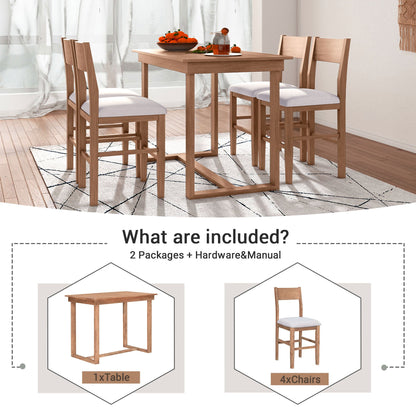 TOPMAX Farmhouse Counter Height 5 - Piece Dining Table Set with 1 Rectangular Dining Table and 4 Dining Chairs for Small Places,Brown (old sku: SP000230AAD) - 1st Choice Furniture Direct