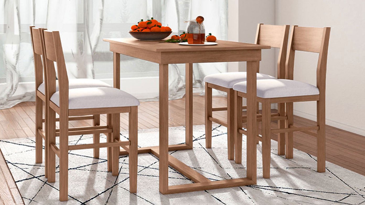 TOPMAX Farmhouse Counter Height 5 - Piece Dining Table Set with 1 Rectangular Dining Table and 4 Dining Chairs for Small Places,Brown (old sku: SP000230AAD) - 1st Choice Furniture Direct