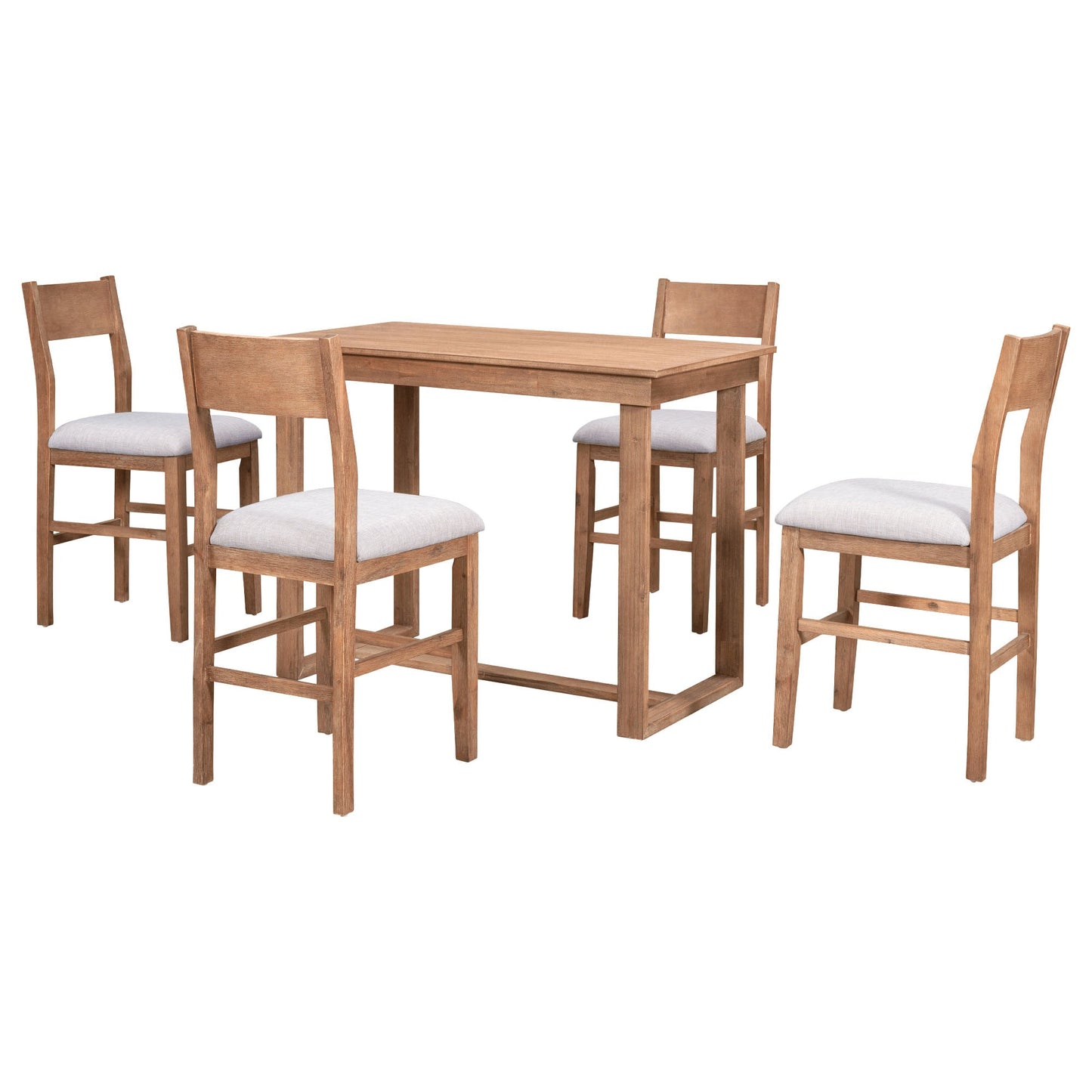 TOPMAX Farmhouse Counter Height 5 - Piece Dining Table Set with 1 Rectangular Dining Table and 4 Dining Chairs for Small Places,Brown (old sku: SP000230AAD) - 1st Choice Furniture Direct