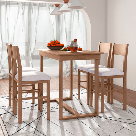 TOPMAX Farmhouse Counter Height 5 - Piece Dining Table Set with 1 Rectangular Dining Table and 4 Dining Chairs for Small Places,Brown (old sku: SP000230AAD) - 1st Choice Furniture Direct