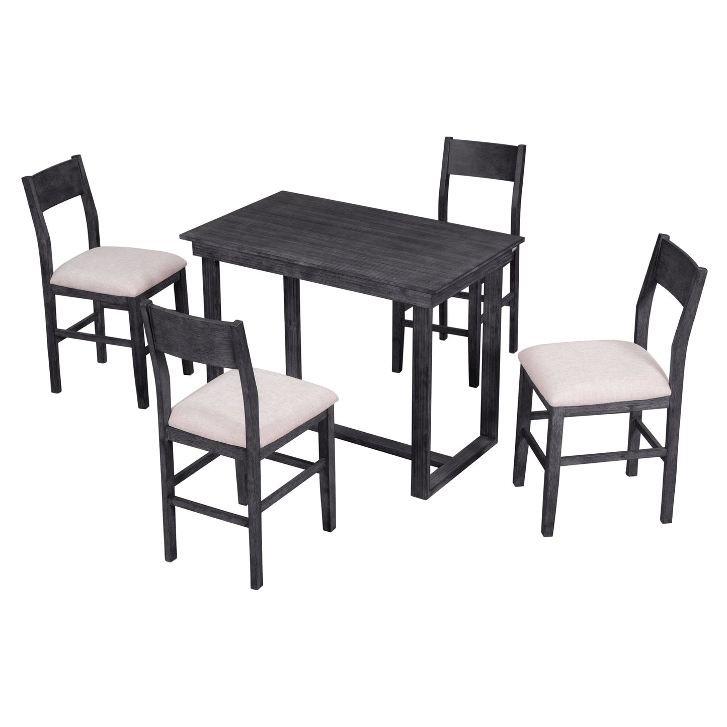 TOPMAX Farmhouse Counter Height 5-Piece Dining Table Set with 1 Rectangular Dining Table and 4 Dining Chairs for Small Places,Gray (old sku: SP000230AAE) - 1st Choice Furniture Direct