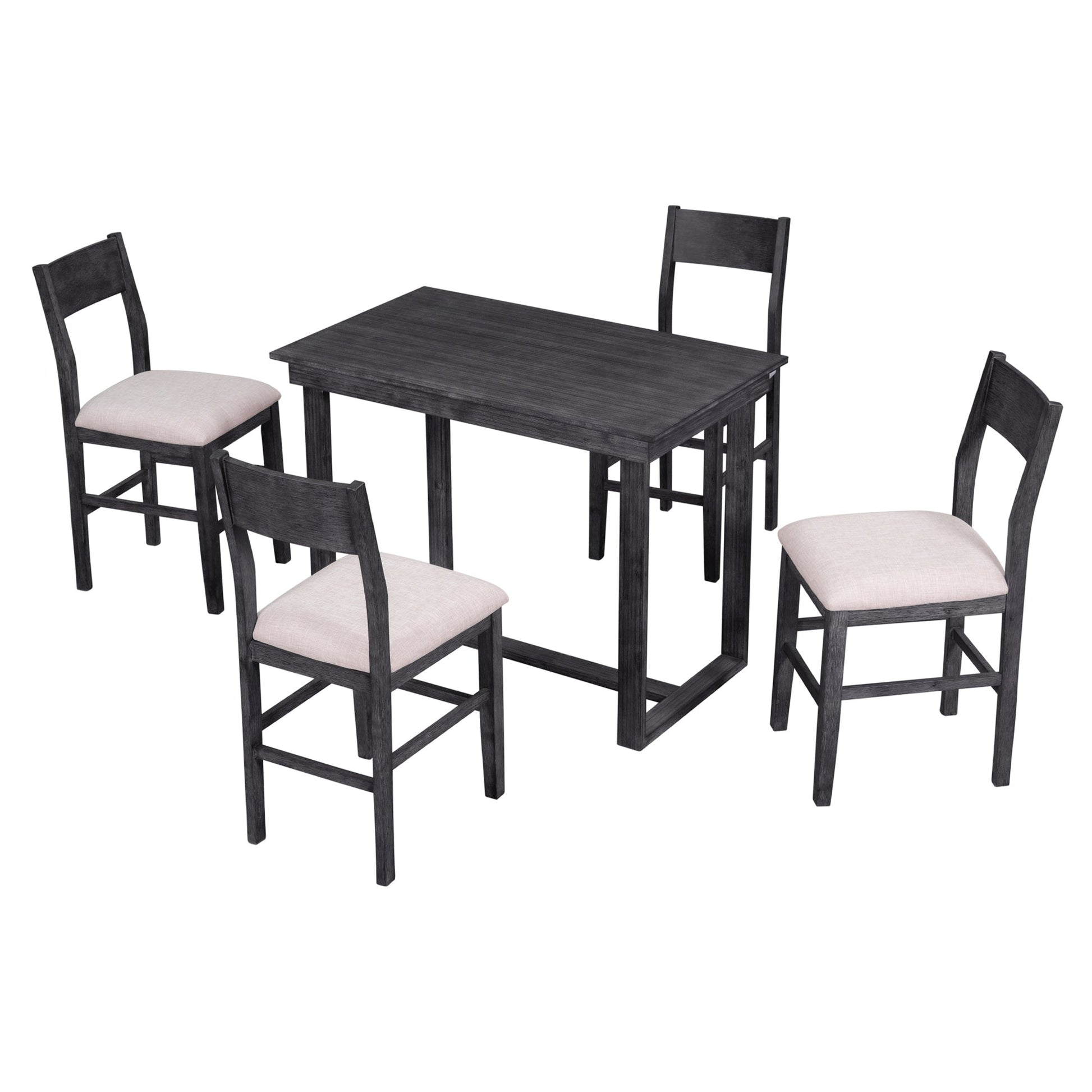 TOPMAX Farmhouse Counter Height 5-Piece Dining Table Set with 1 Rectangular Dining Table and 4 Dining Chairs for Small Places,Gray (old sku: SP000230AAE) - 1st Choice Furniture Direct