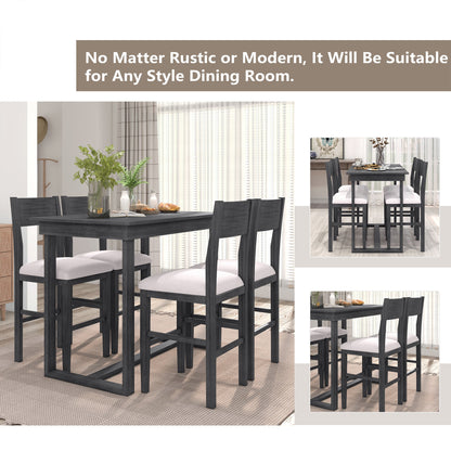 TOPMAX Farmhouse Counter Height 5-Piece Dining Table Set with 1 Rectangular Dining Table and 4 Dining Chairs for Small Places,Gray (old sku: SP000230AAE) - 1st Choice Furniture Direct