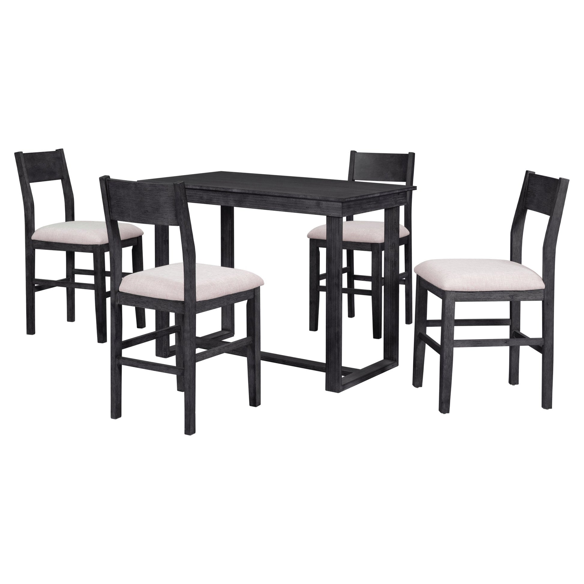 TOPMAX Farmhouse Counter Height 5-Piece Dining Table Set with 1 Rectangular Dining Table and 4 Dining Chairs for Small Places,Gray (old sku: SP000230AAE) - 1st Choice Furniture Direct