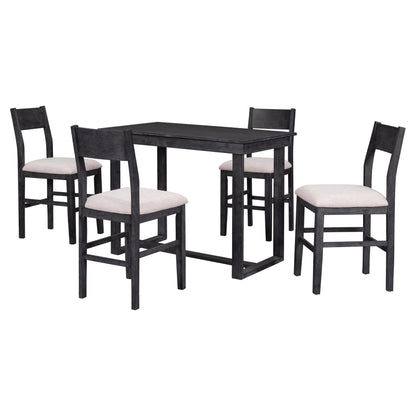 TOPMAX Farmhouse Counter Height 5-Piece Dining Table Set with 1 Rectangular Dining Table and 4 Dining Chairs for Small Places,Gray (old sku: SP000230AAE) - 1st Choice Furniture Direct