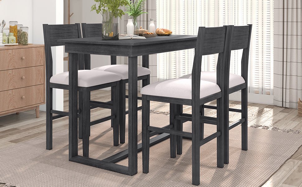 TOPMAX Farmhouse Counter Height 5-Piece Dining Table Set with 1 Rectangular Dining Table and 4 Dining Chairs for Small Places,Gray (old sku: SP000230AAE) - 1st Choice Furniture Direct