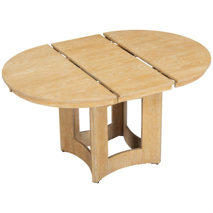 TOPMAX Farmhouse Extendable Round Dining Table Set for 4, 5 - Piece Kitchen Table Set with 4 Upholstered Chairs and 16inch Removable Leaf for Small Places, Natural+Beige - 1st Choice Furniture Direct